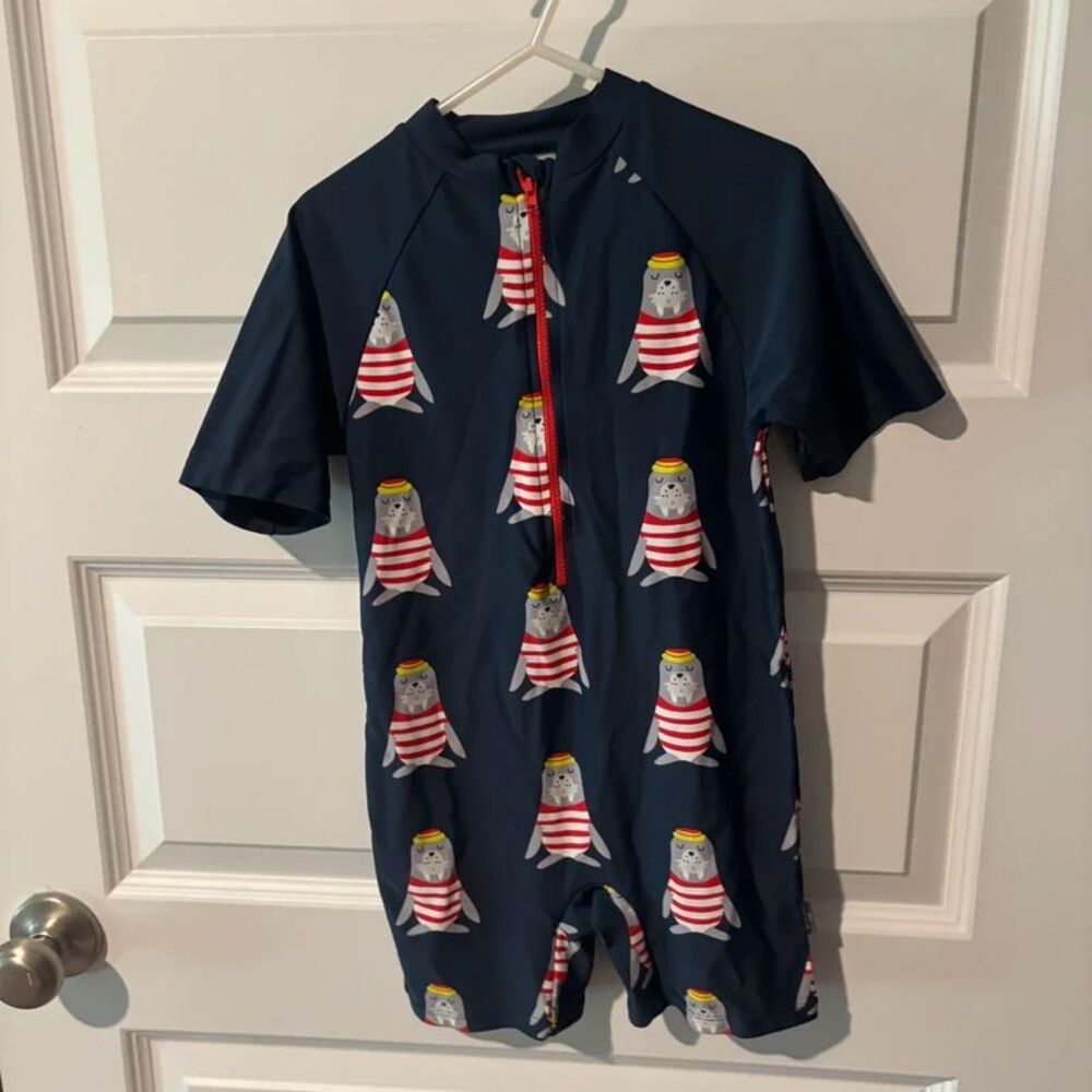Sterntaler Walrus Swim Suit One Piece Rash Guard UPF Navy Boys 4-6 Years